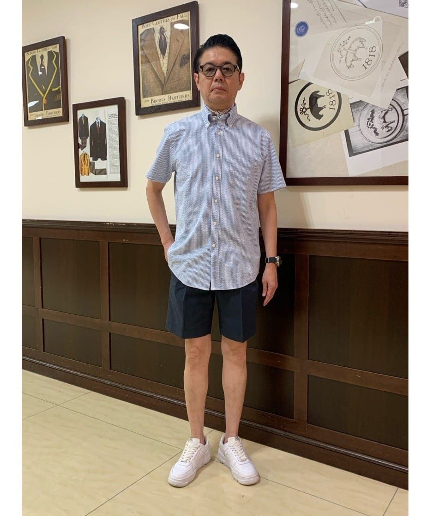 BROOKS BROTHERS ストレッチコットン シアサッカーストライプ ショートスリーブ カジュアルシャツ Regular Fit ブルックス ブラザーズ トップス シャツ・ブラウス ブルー【送料無料】