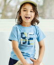 BeBe ペンキ風BEロゴプリント半袖天竺Tシャツ(80~150cm) ベベ オンライン ストア トップス カットソー・Tシャツ ブルー イエロー【送料無料】