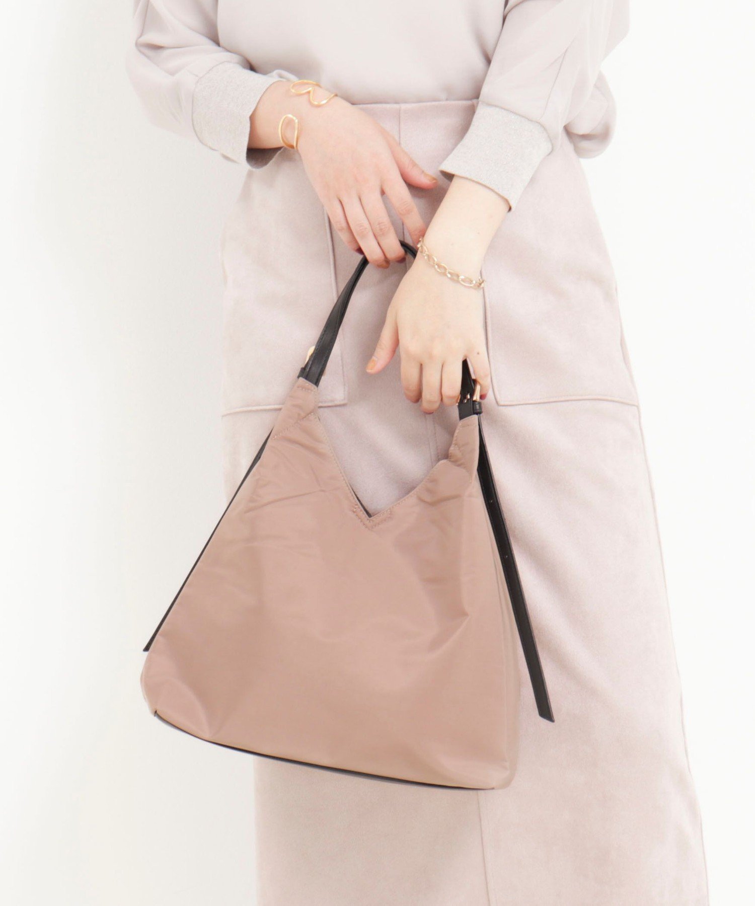 MICO COULIER バックルハンドルトートバッグ ノーリーズ バッグ トートバッグ ブラック ベージュ【送料無料】