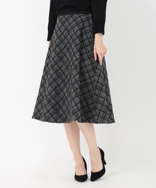 STRAWBERRY-FIELDS リボンヤーン刺繍フレアスカート ストロベリーフィールズ スカート その他のスカート グレー【送料無料】