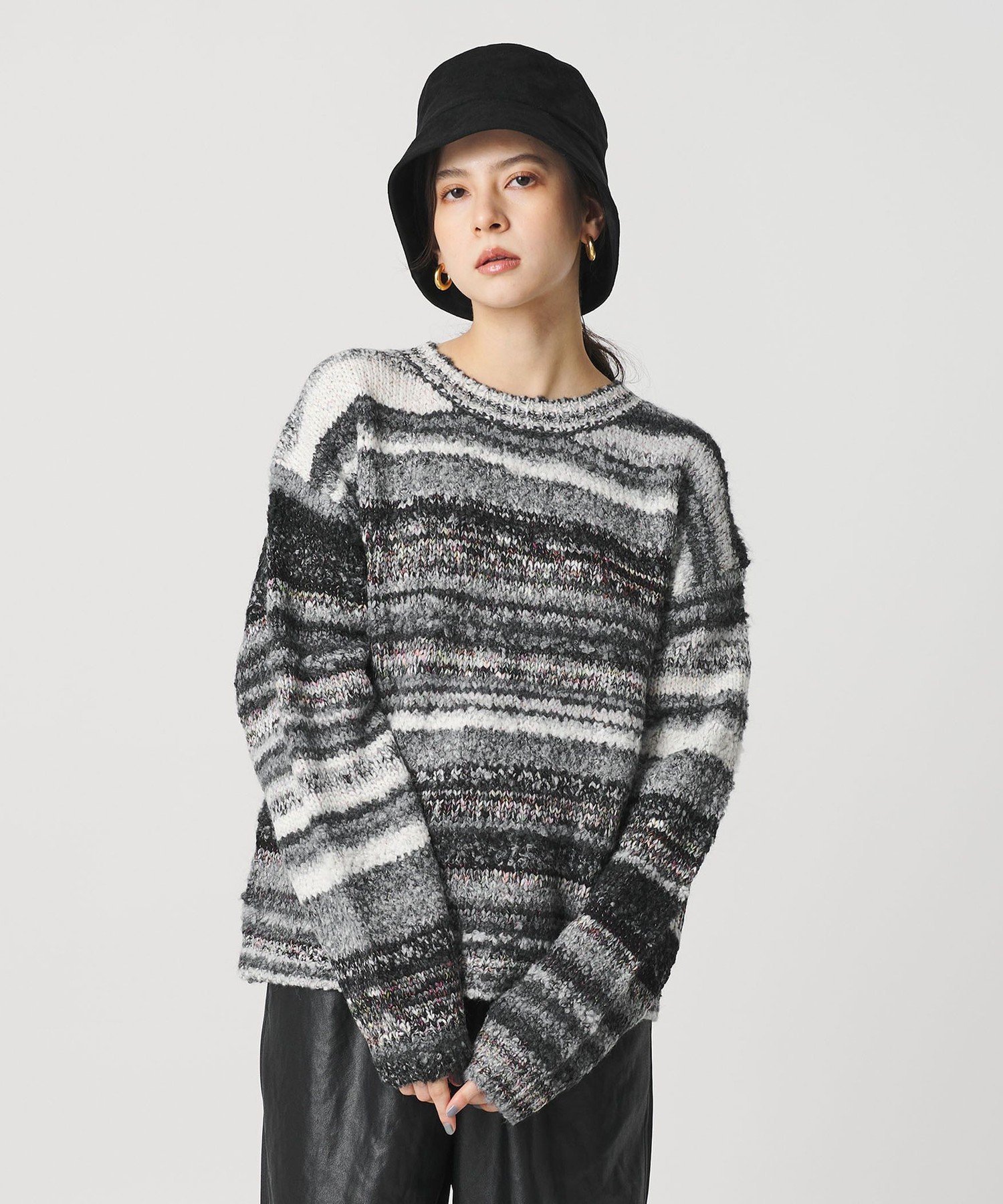 【SALE／40%OFF】BEAUTY&YOUTH UNITED ARROWS マルチボーダー ニットプルオーバー ユナイテッドアローズ アウトレット トップス ニット ブラック【送料無料】 stylife-15718277 Rakuten Fashion サンプル画像3