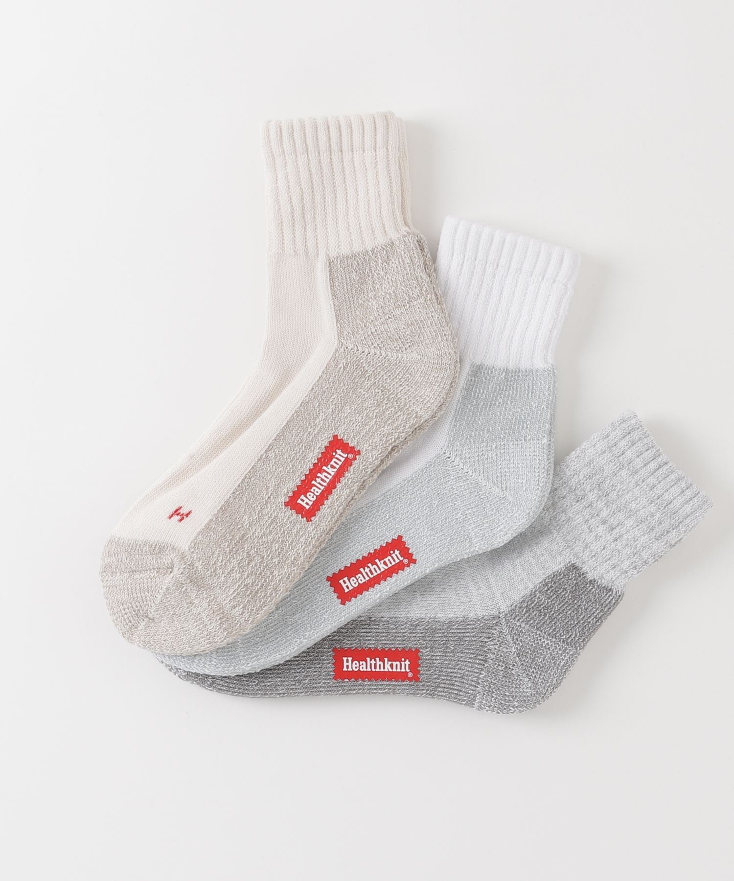【SALE／2%OFF】Healthknit Healthknit/3足セットヘビーウェイトミドルソックス セットアップセブン 靴下・レッグウェア 靴下 ホワイト