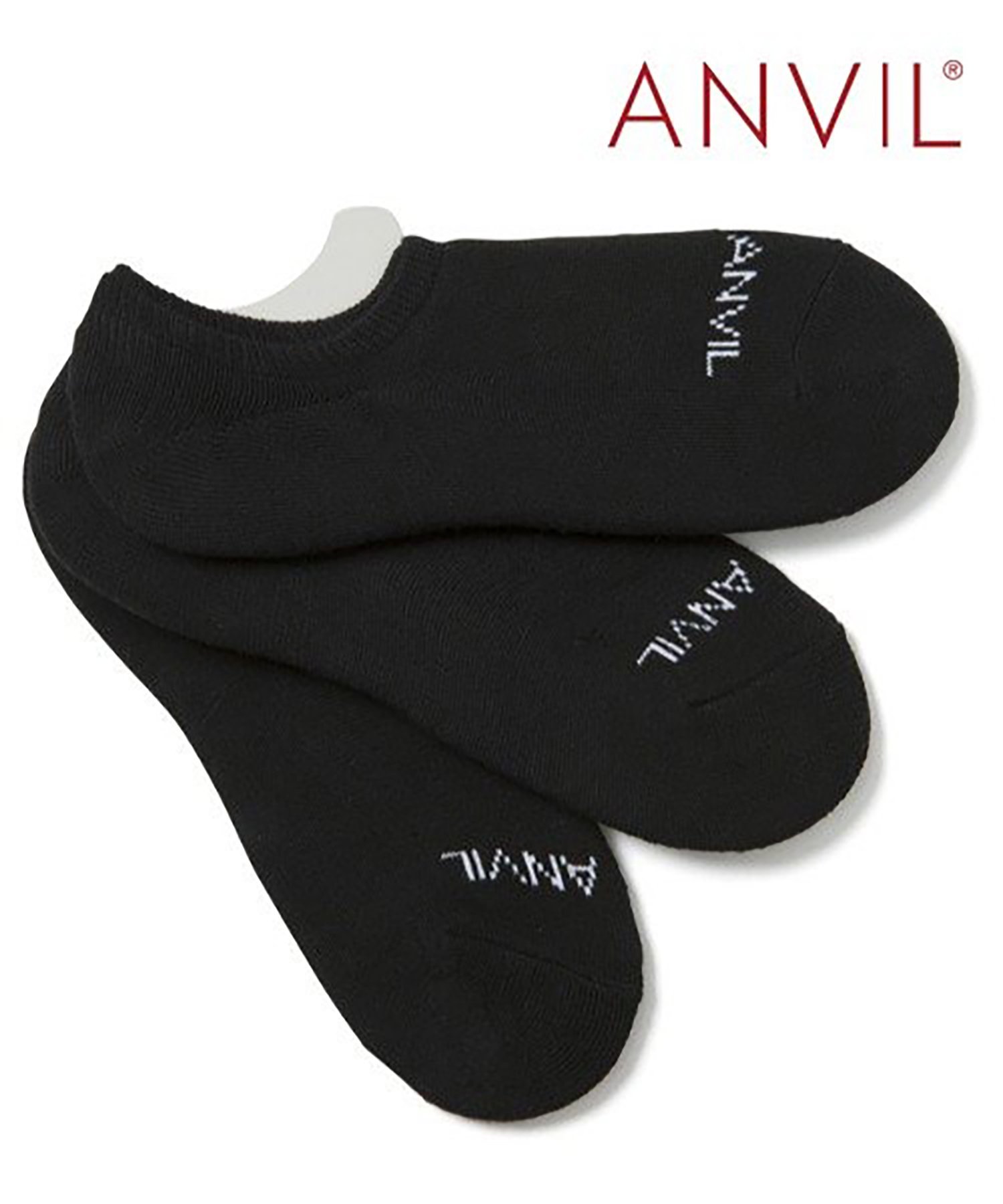 【SALE／1%OFF】ANVIL ANVIL/3パック インソックス 3P浅履きソックス スニーカーソックス メンズ 靴下 3足セット アンヴィル ANS020 セットアップセブン 靴下・レッグウェア 靴下 ブラック ホワイト