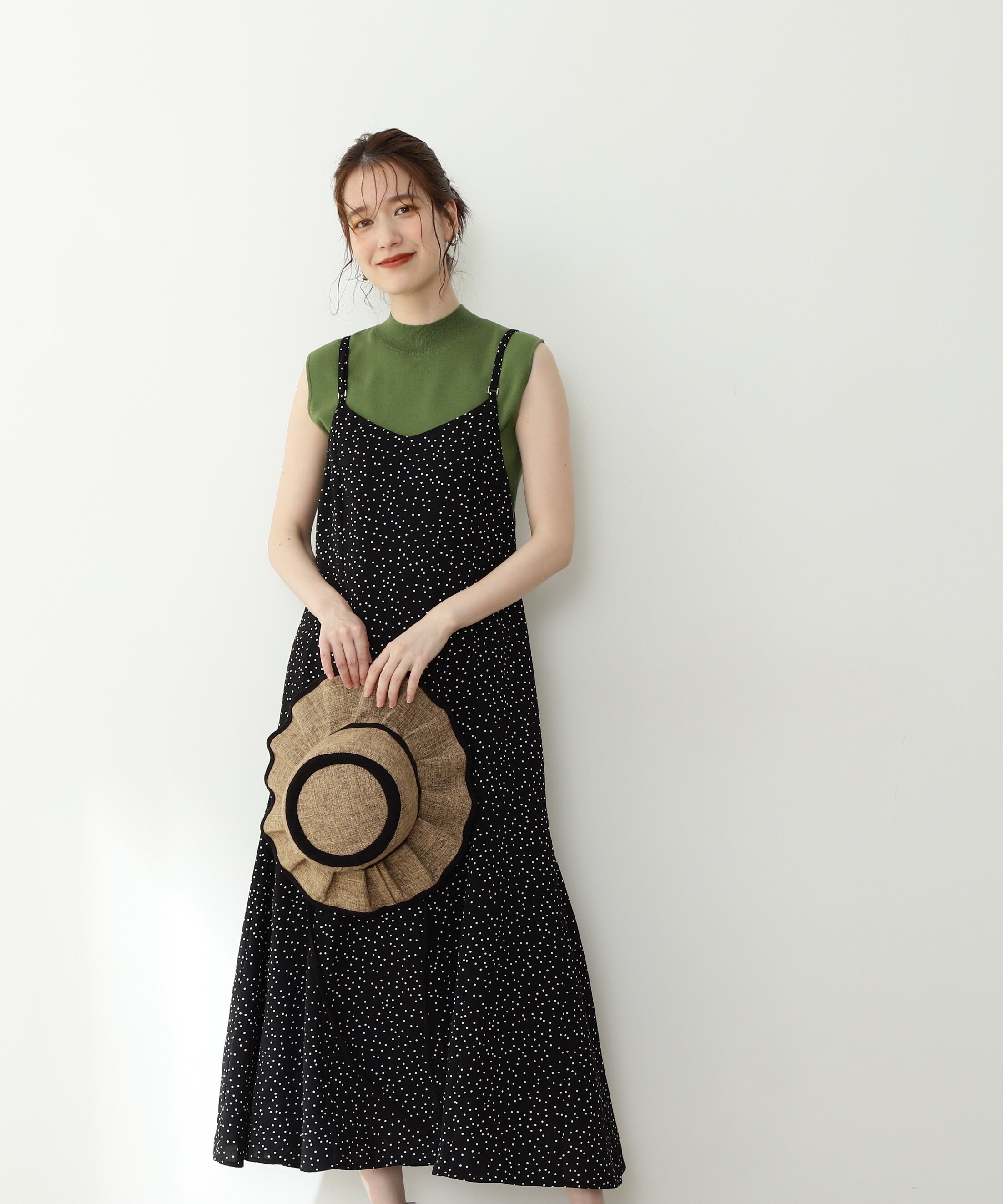 N. Natural Beauty Basic マーメイドキャミワンピース エヌ ナチュラルビューティーベーシック* ワンピース・ドレス その他のワンピース・ドレス ブラック パープル【送料無料】