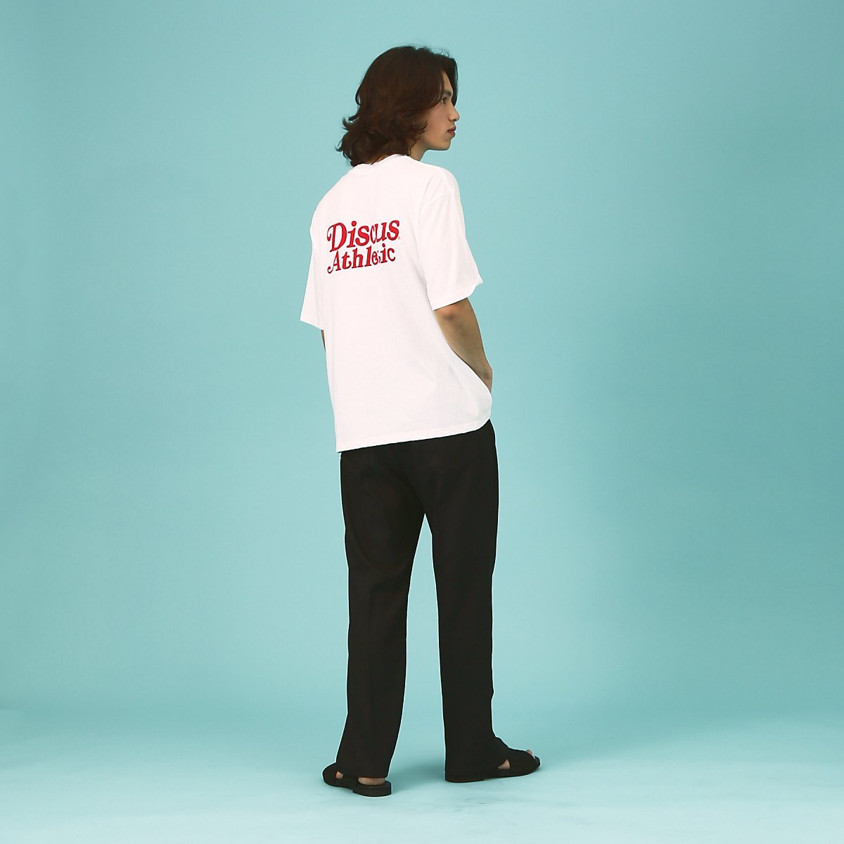 【DISCUS/ディスカス】ビッグシルエット バックプリント半袖Tシャツ/ブラン アバハウス トップス カットソー・Tシャツ ホワイト ネイビー
