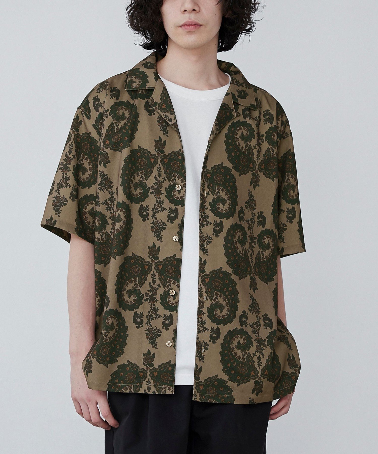 【SALE／50%OFF】coen リネンライクプリントオープンカラーシャツ コーエン トップス シャツ・ブラウスのサムネイル