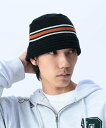 BEAMS HEART MEN カラーライン ニット バケットハット ビームス ハート 帽子 ハット ブラック ベージュ ネイビー