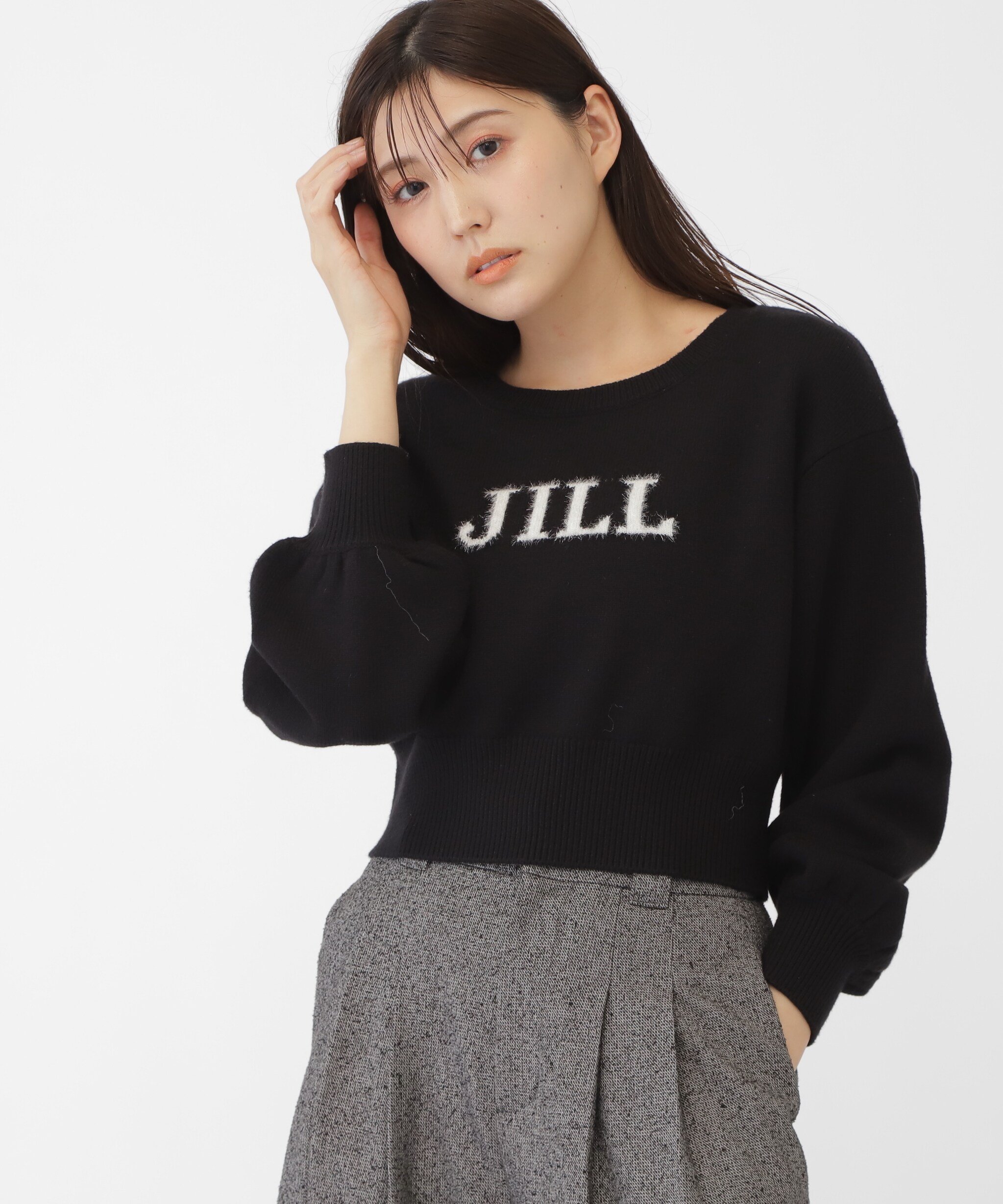 JILL by JILL STUART バリエ-ションジャガードロゴニット ジル バイ ジル スチュアート トップス ニット グレー ブラック