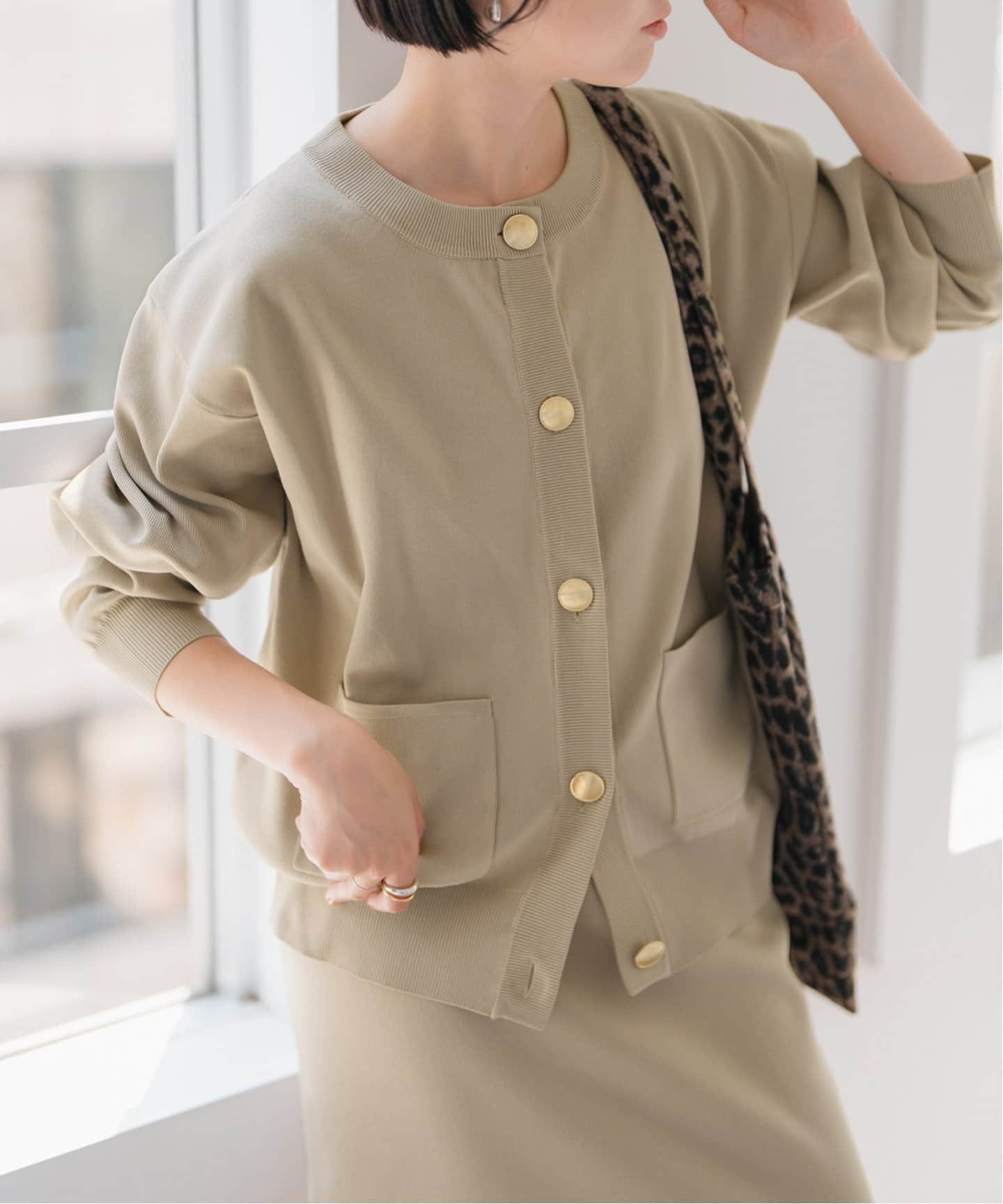 Spick & Span 《WEB限定追加》ウォッシャブルクルーネックカーディガン スピックアンドスパン トップス カーディガン ベージュ【送料無料】のサムネイル