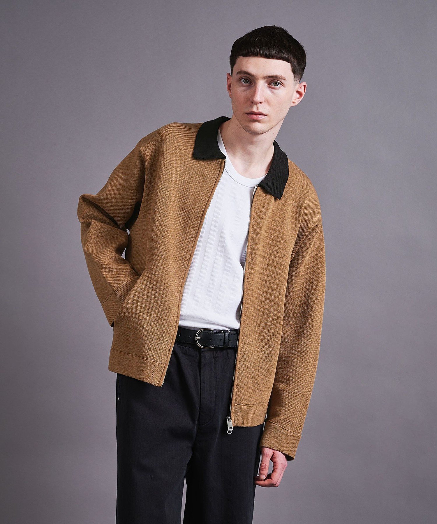 【SALE／40%OFF】monkey time BEAUTY&YOUTH UNITED ARROWS ニット ジップ ジャケット ユナイテッドアローズ アウトレット トップス カーディガン ピンク ベージュ【送料無料】