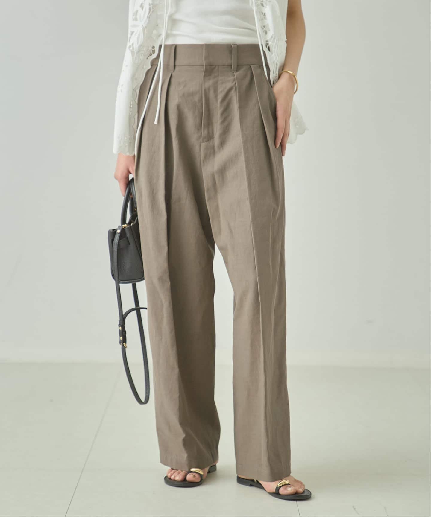 JOURNAL STANDARD L'ESSAGE リノリオグログランタックパンツ ジャーナルスタンダード レサージュ パンツ スラックス・ドレスパンツ ブラック ベージュ カーキグリーン