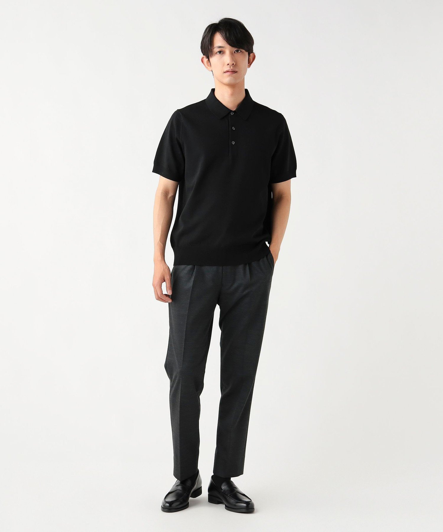 BEAMS HEART MEN ニット ポロ ビームス ハート トップス ポロシャツ ブラック ネイビー【送料無料】