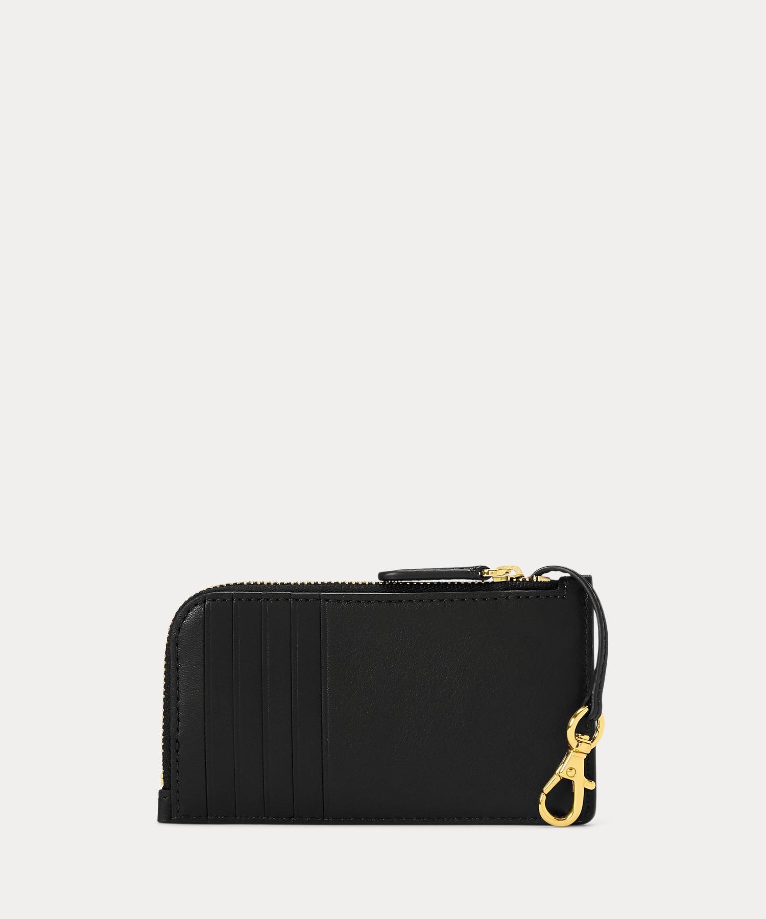 LAUREN RALPH LAUREN レザー Lジップ カード ケース ラルフローレン 財布・ポーチ・ケース 名刺入れ・カードケース ブラック【送料無料】