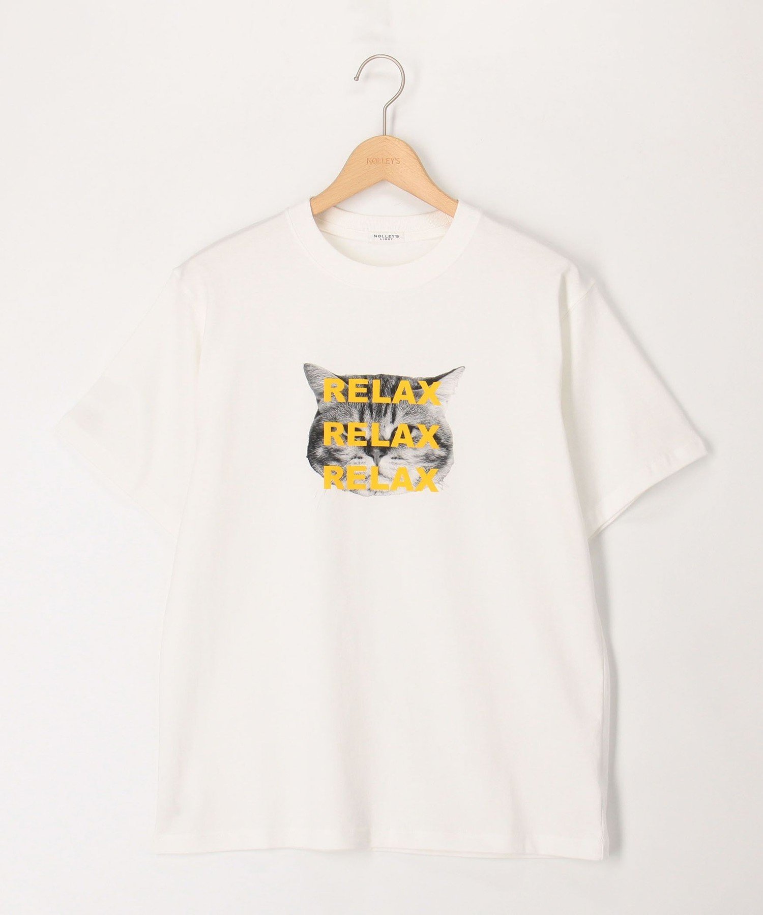 LIGHT ガス焼きコットンDOG/CATプリントT ノーリーズ トップス カットソー・Tシャツ ホワイト グレー