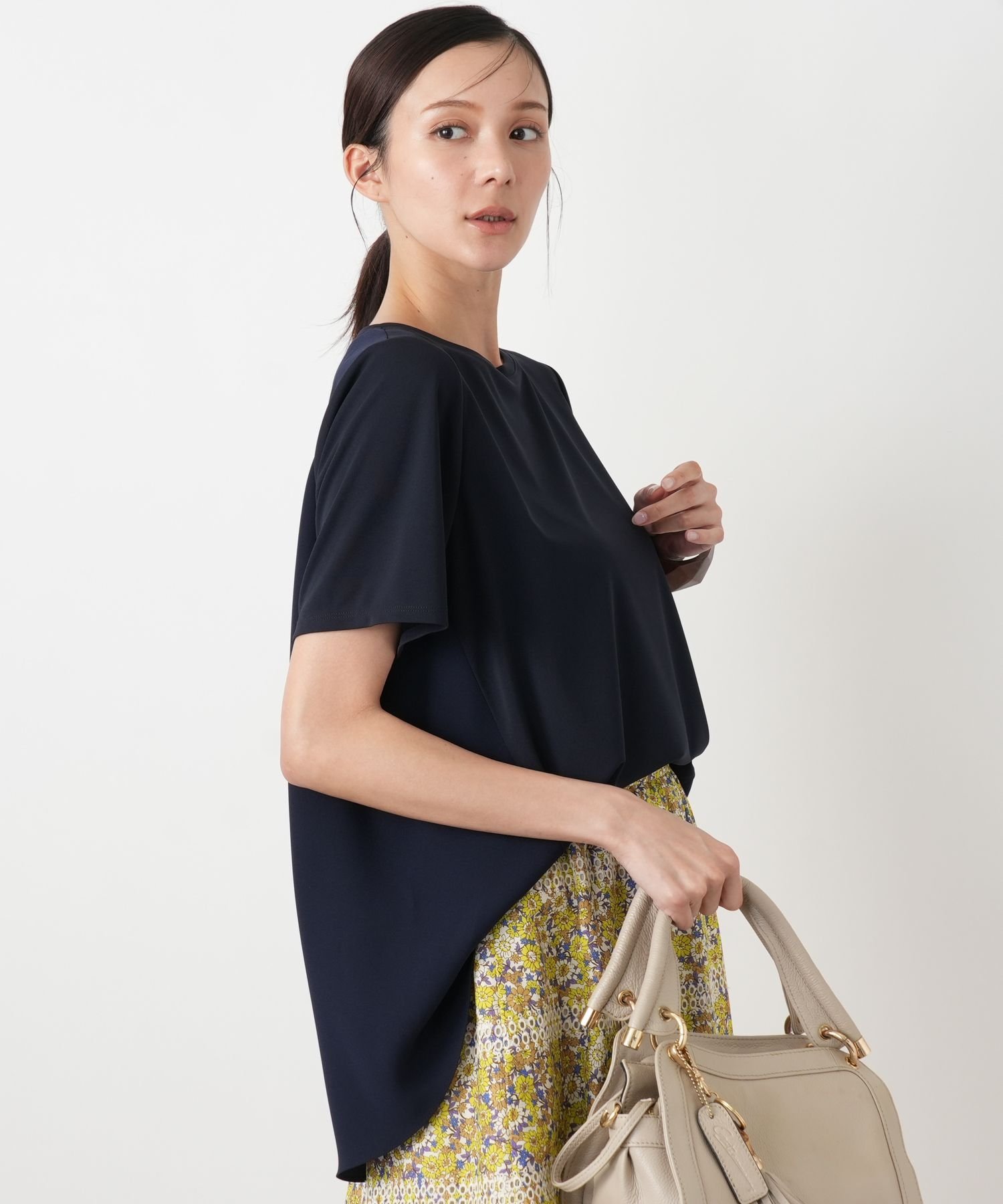 Leilian PLUS HOUSE 【店頭人気】カットソー【Leilian WHITE LABEL】 レリアン プラスハウス トップス カットソー・Tシャツ ネイビー ホワイト ブラック