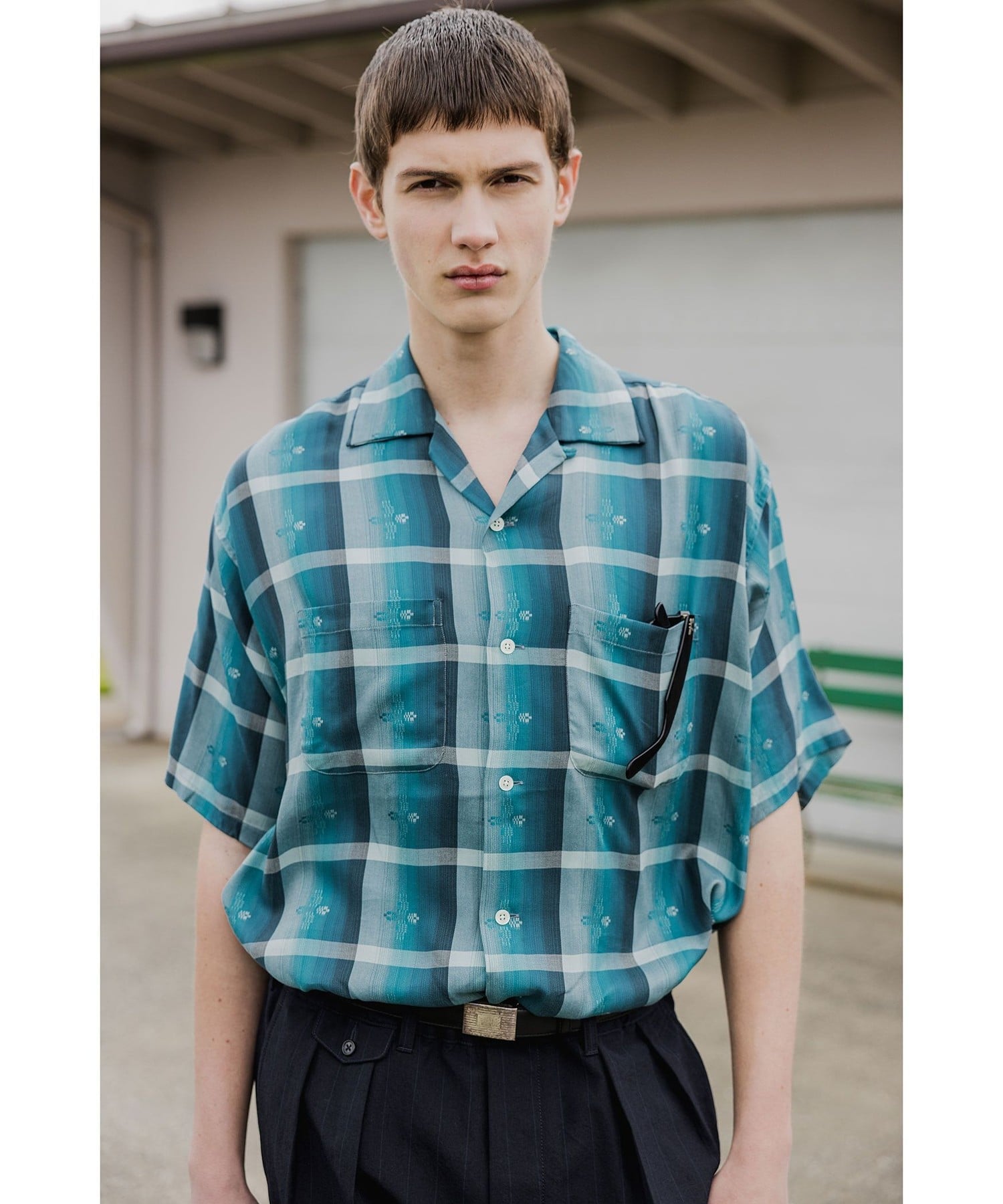 【8/6再値下げ】Open Collar Sashiko Ombre ビームス メン トップス シャツ・ブラウス ブラウン