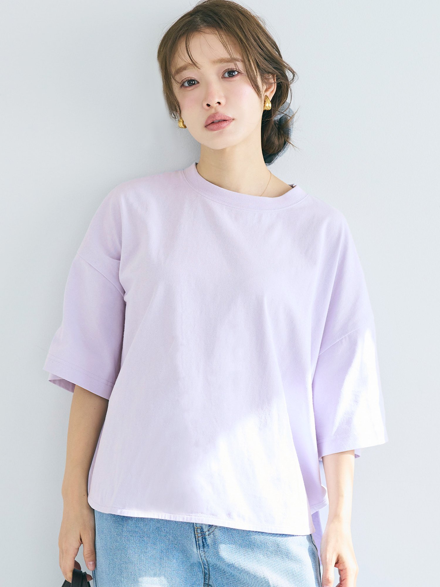 【SALE／23%OFF】coca レギュラーオンス5分袖ビッグTシャツ コカ トップス カットソー・Tシャツ パープル ブラック グレー グリーン ホワイト