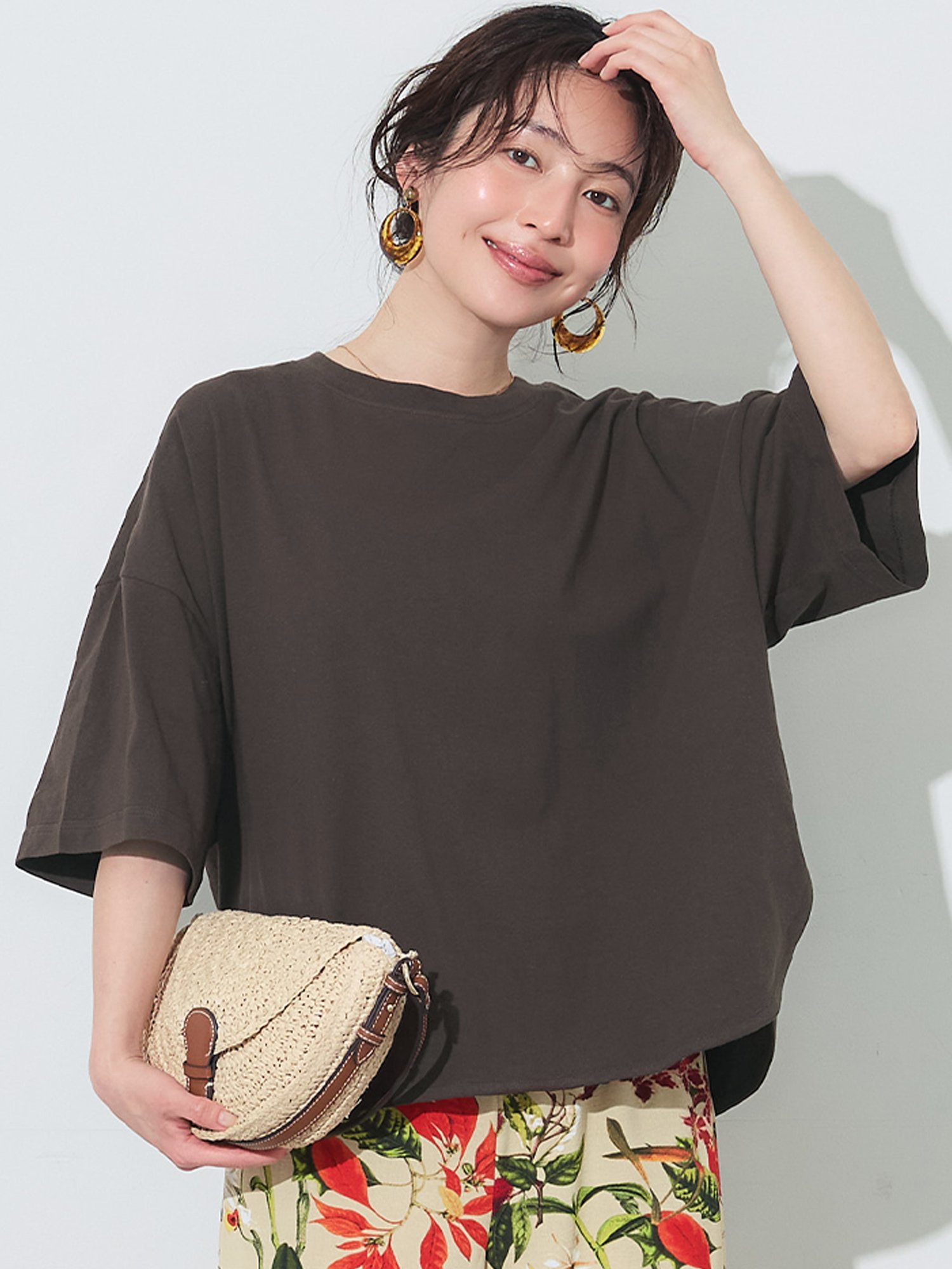 coca レギュラーオンス5分袖ビッグTシャツ コカ トップス カットソー・Tシャツ パープル ブラック グレー グリーン ホワイト ブラウン