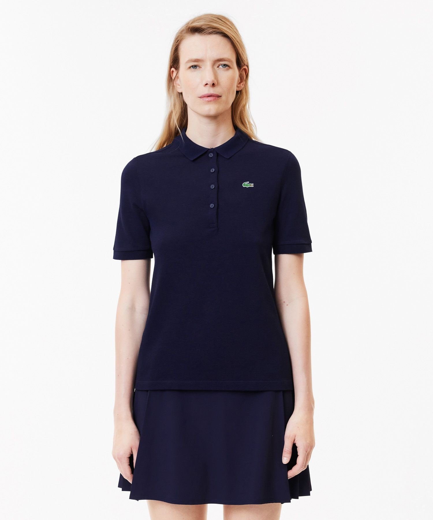 ラコステ LACOSTE 【EC限定】オーガニックコットン 鹿の子 ウィメンズソリッドゴルフポロシャツ ラコステ トップス ポロシャツ ネイビー ホワイト【送料無料】