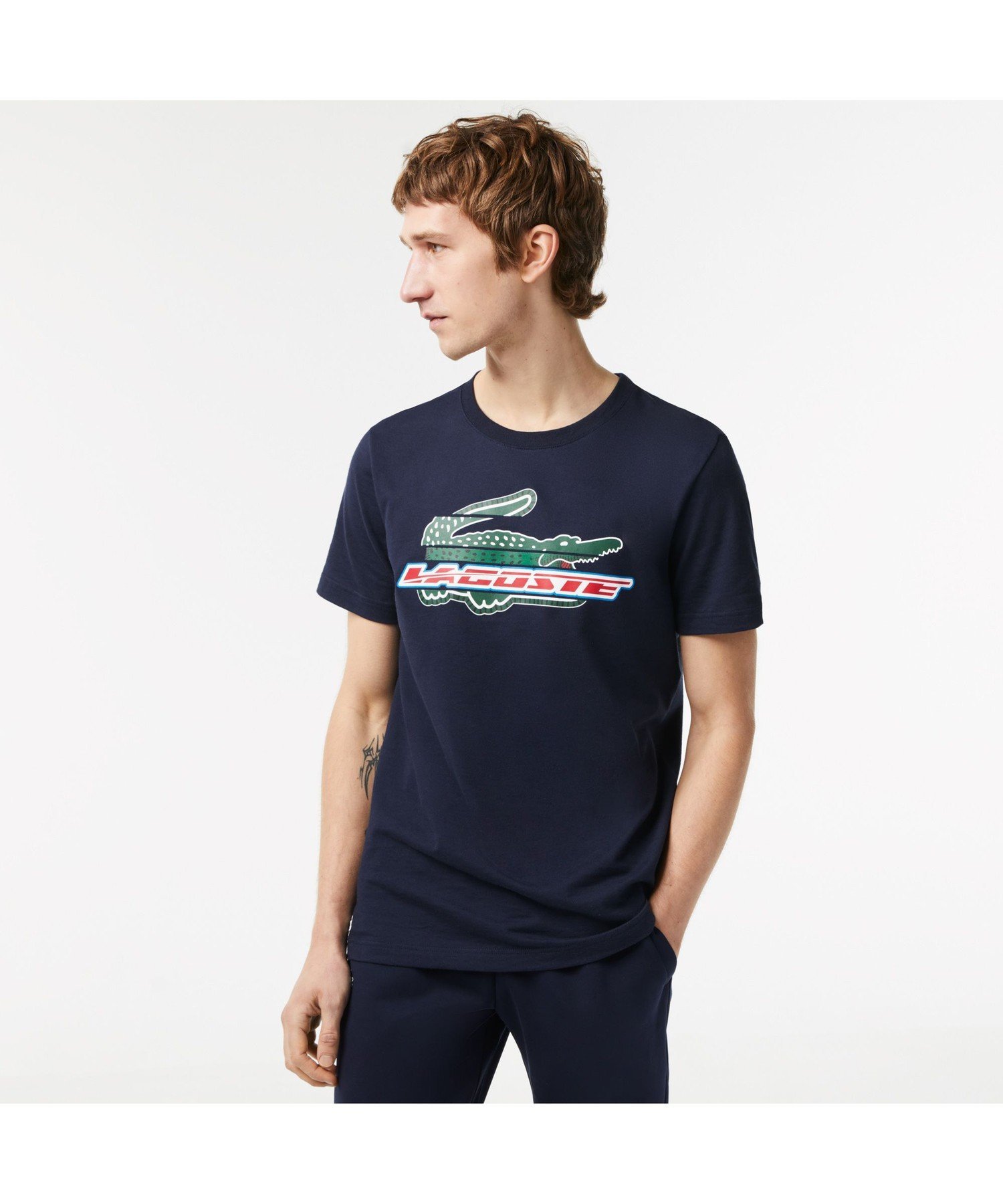 ラコステ Tシャツ メンズ 【SALE／50%OFF】LACOSTE ミックスグラフィックウルトラドライTシャツ ラコステ トップス カットソー・Tシャツ ネイビー ホワイト グリーン【送料無料】