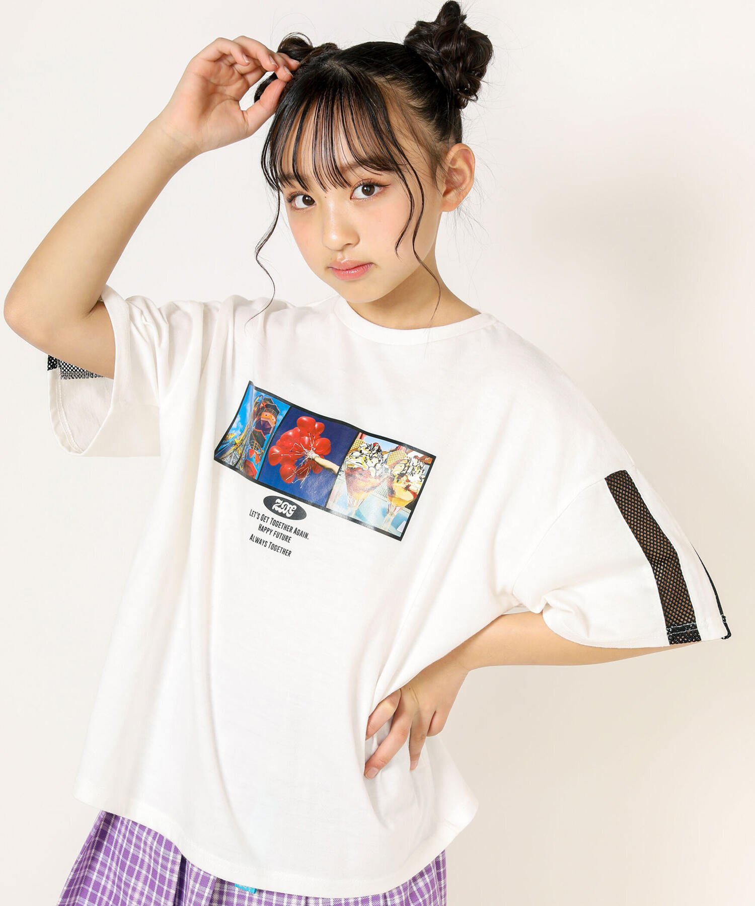 【SALE／50%OFF】ZIDDY フォトプリントBIGTシャツ (130~160cm) ベベ オンライン ストア トップス カットソー・Tシャツ ブラック ホワイト グリーン
