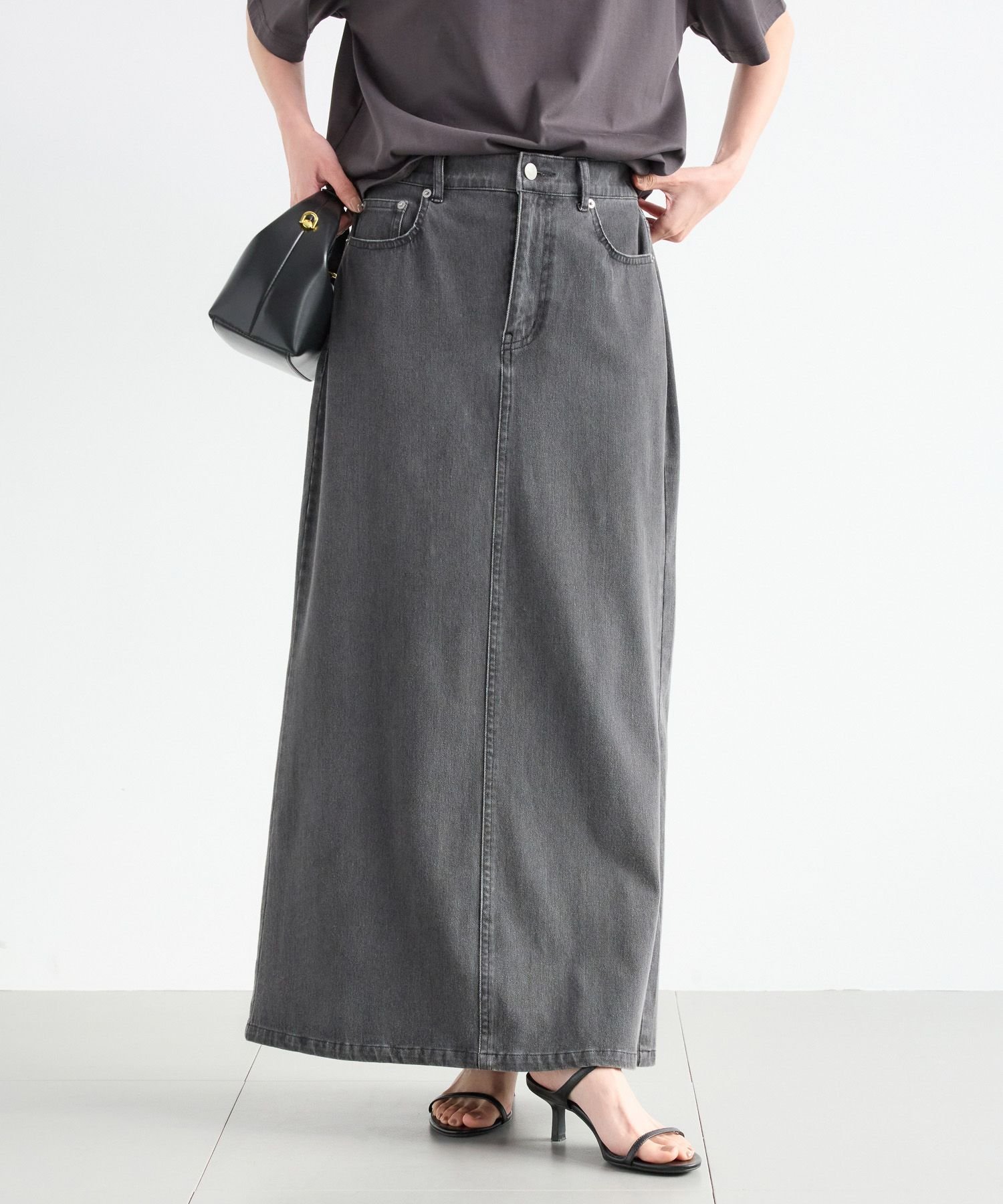 【SALE／36%OFF】BARNYARDSTORM カットデニムロングスカート バンヤードストーム スカート ロング・マキシスカート ブラック ブルー【送料無料】のサムネイル