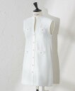 AMACA 【ATELIER COLLECTION】ブークレージャカードニットロングジレ アマカ トップス ベスト・ジレ ブラック ホワイト【送料無料】