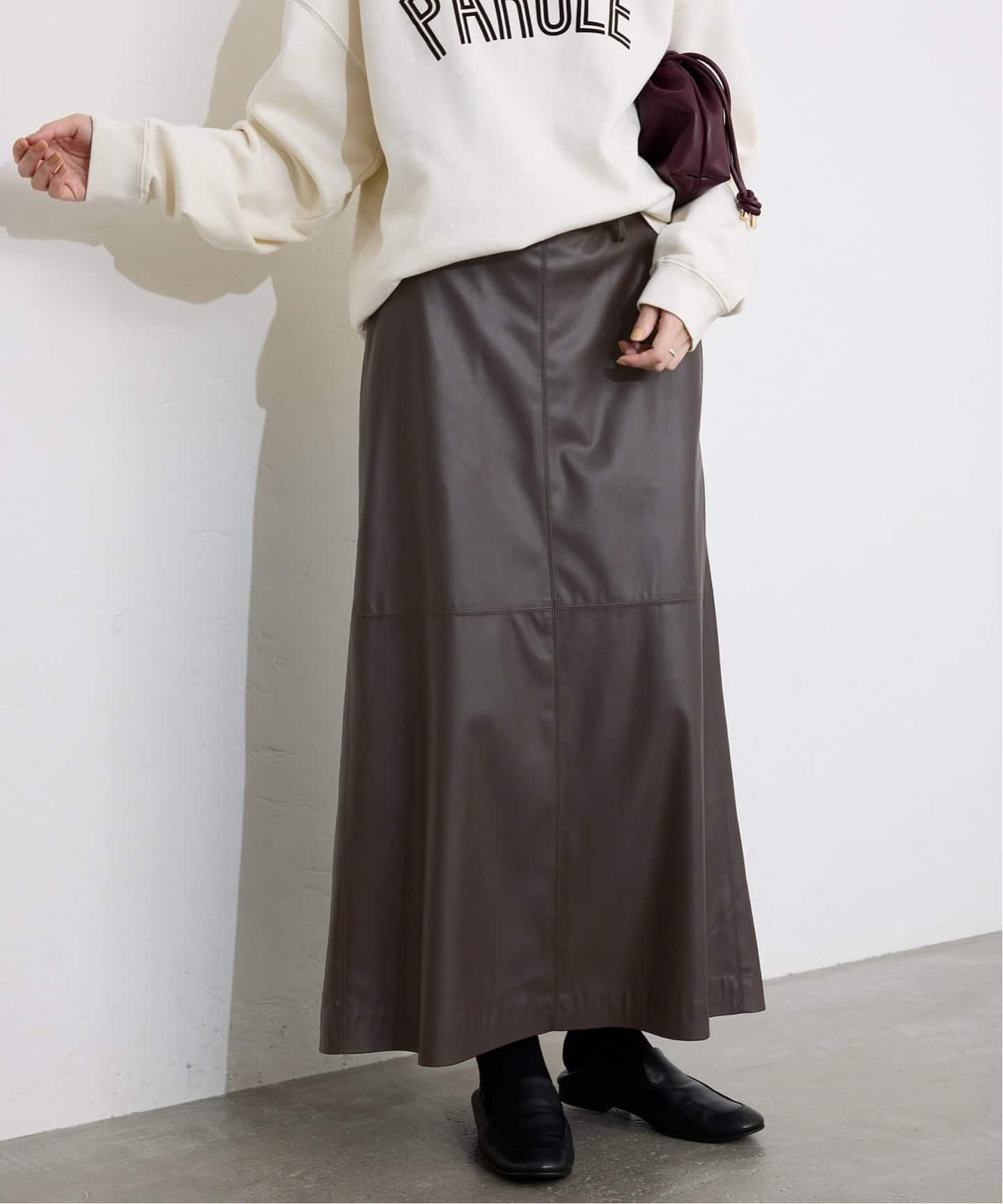 SLOBE IENA 《予約》フェイクレザーフレアスカート スローブ イエナ スカート その他のスカート ブラウン ブラック【送料無料】のサムネイル