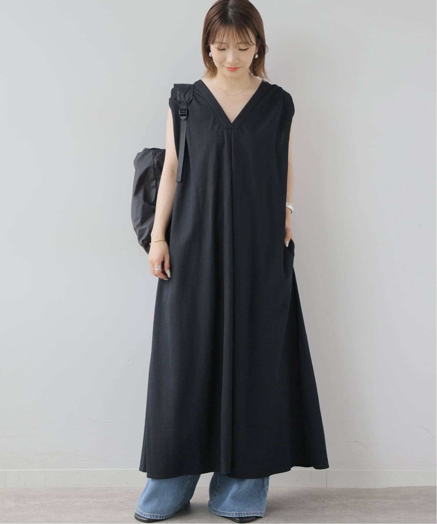 JOURNAL STANDARD relume Vネックタックギャザーワンピース ジャーナル スタンダード レリューム ワンピース・ドレス ワンピース ブラウン ブラック