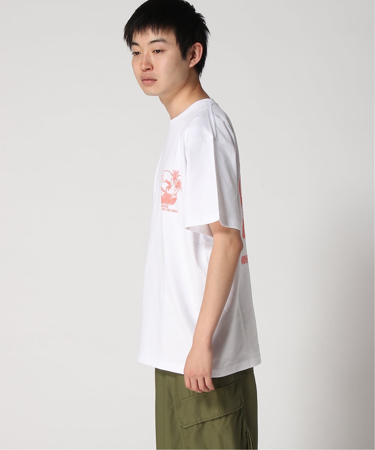 Hula Lani Hawaii Hula Lani Hawaii/(M)プリント S/STEE フララニハワイ トップス カットソー・Tシャツ カーキグリーン ホワイト
