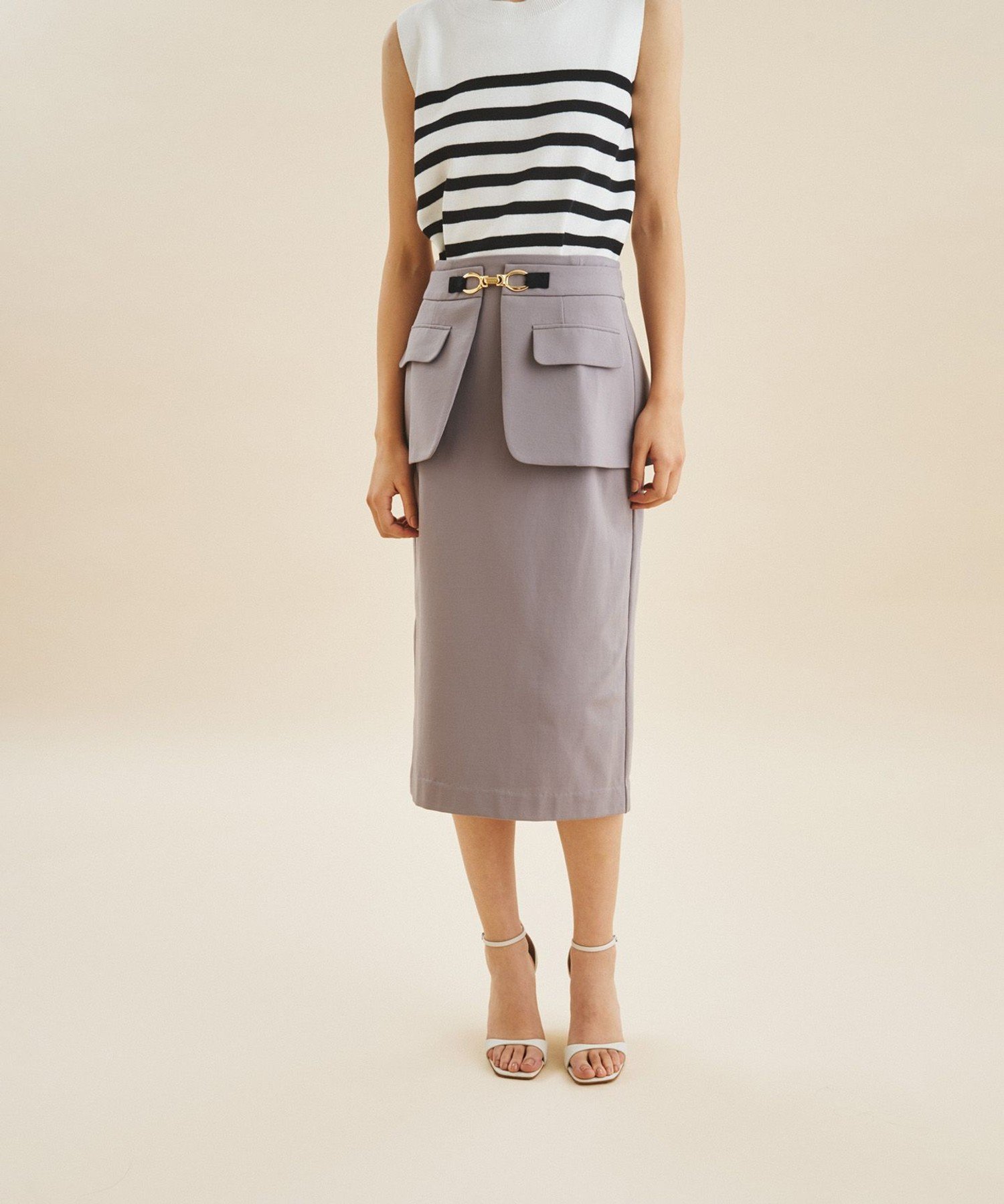 【SALE／70%OFF】GRACE CONTINENTAL ビットベルト付裏毛タイトスカート グレースコンチネンタル スカー..