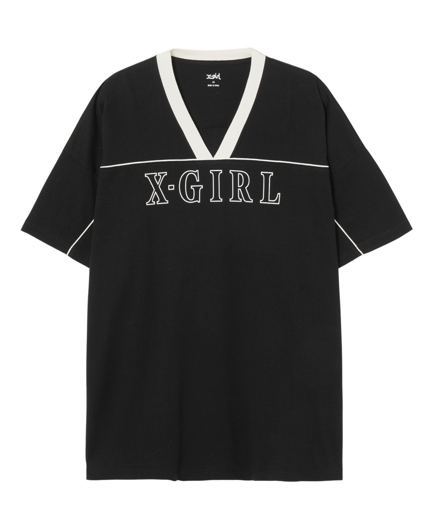 エックスガール ワンピース X-girl V-NECK BIG TEE DRESS ドレス X-girl エックスガール ワンピース・ドレス ワンピース ブラック ブラウン ホワイト【送料無料】