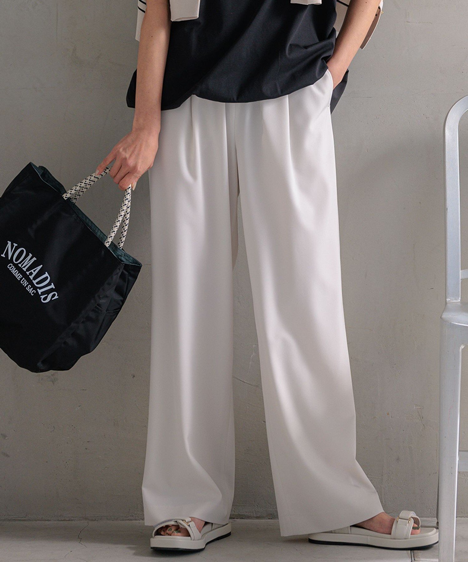 【SALE／20%OFF】23区 S 【洗える】2WAYストレッチツイル ワイドパンツ ニジュウサンク パンツ その他のパンツ ブラック グレー ベージュ【送料無料】