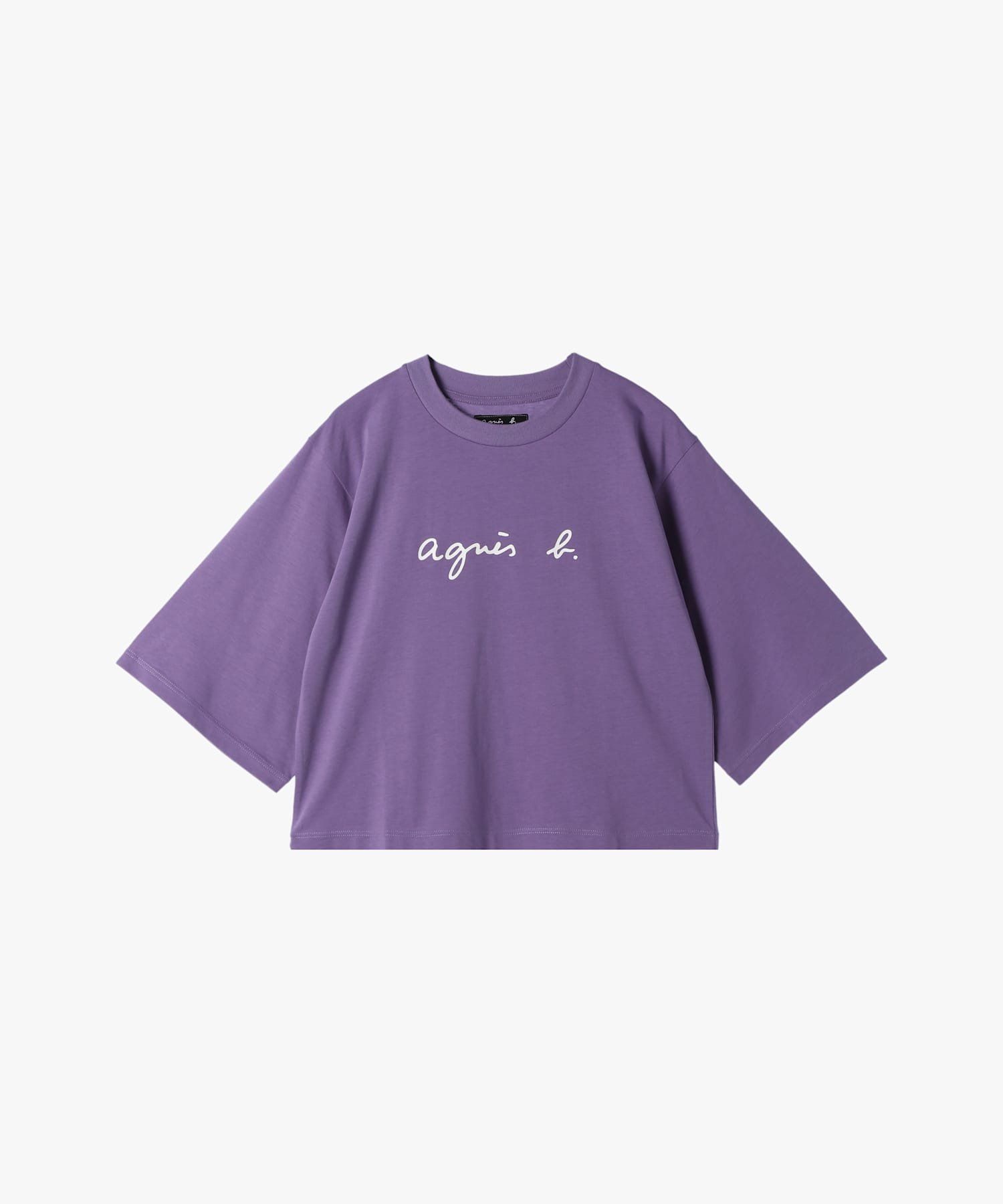 agnes b. FEMME ロゴ コットン 五分袖 Tシャツ "Yoko" アニエスベー トップス カットソー・Tシャツ パープル【送料無料】