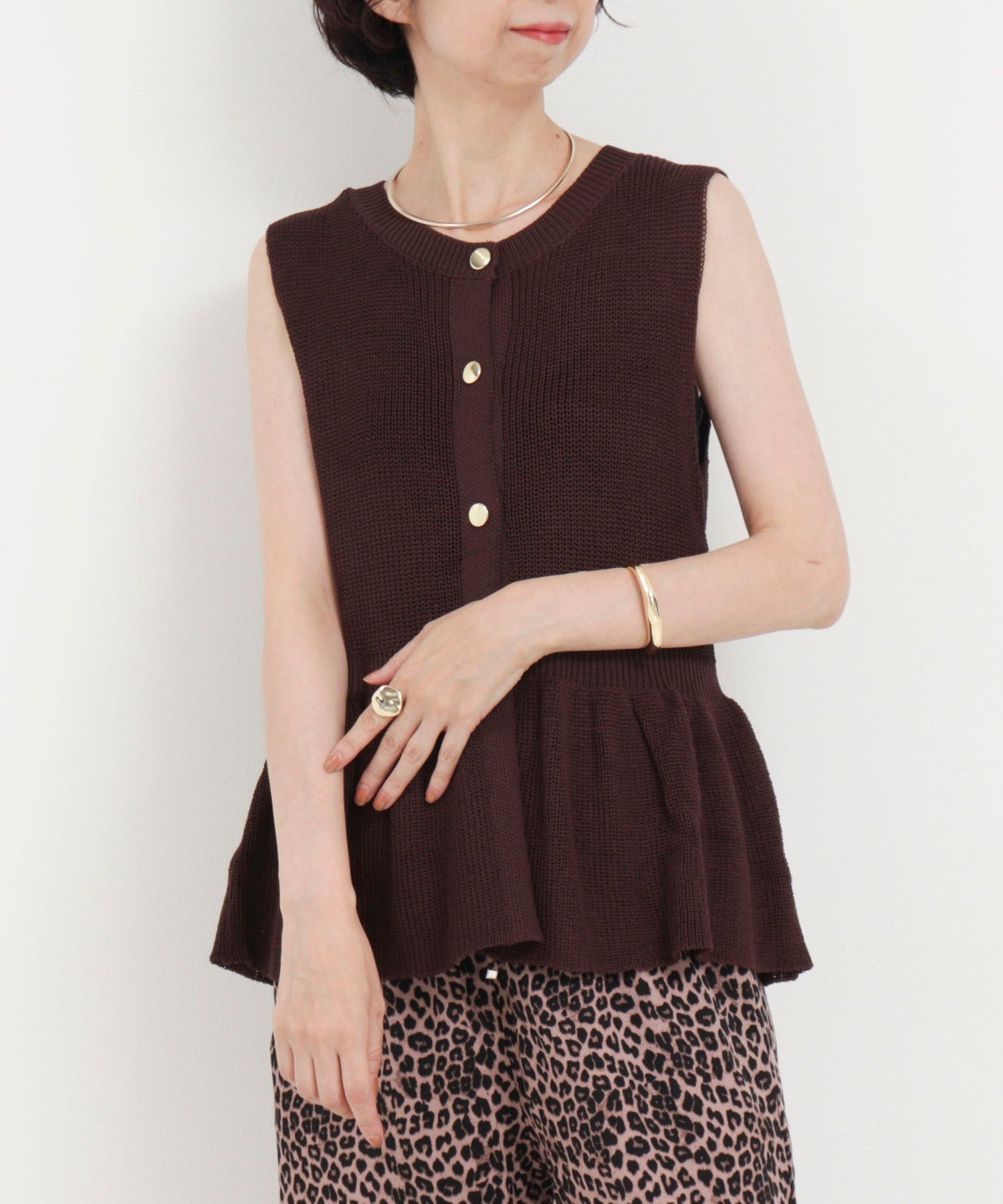 楽天Rakuten Fashion【SALE／20％OFF】fredy couleur ペプラムニットジレ フレディ アンド グロスター トップス ニット ブラウン ブラック【送料無料】