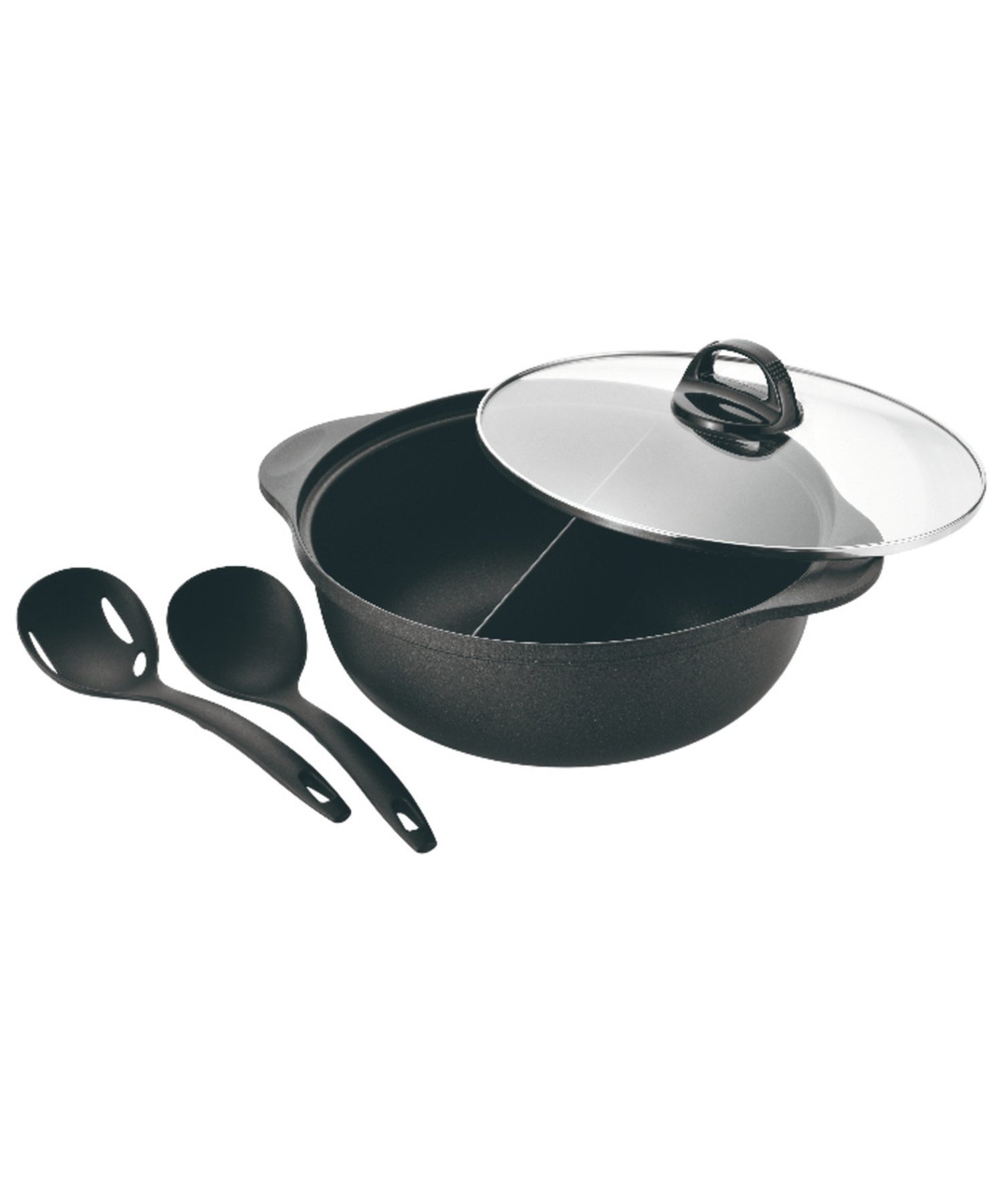 【SALE／3%OFF】BACKYARD FAMILY 仕切鍋26cmアク取りお玉・汁きりお玉付き ローラ 食器・調理器具・キッチン用品 鍋・フライパン ブラック【送料無料】