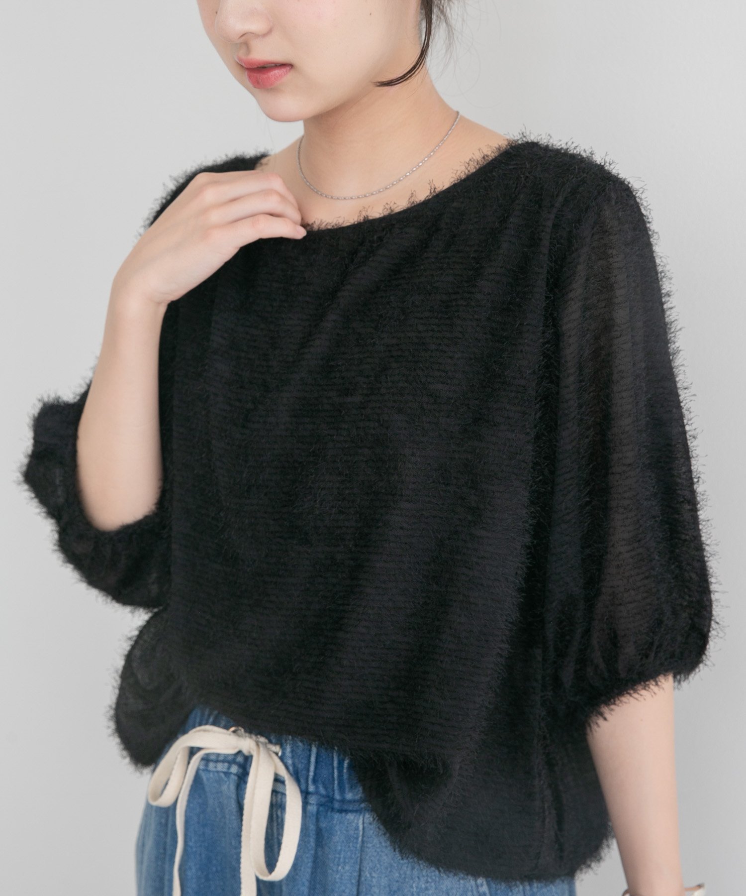 【SALE／50%OFF】URBAN RESEARCH ITEMS フェザージャガードプルオーバー アーバンリサーチアイテムズ トップス シャツ・ブラウス ブラック ホワイト