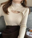【SALE/10%OFF】Doula Doula Doula Doula/デコルテオープンスリットリブニット ドゥーラ ドゥーラ トップス ニット ベージュ カ...