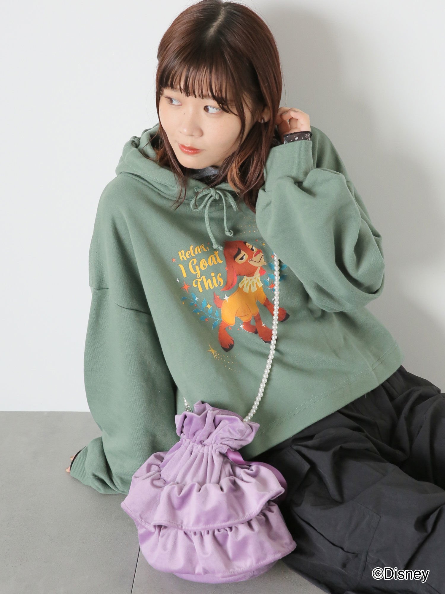 ehka sopo 【Disney】WISH/ショート丈パーカー エヘカソポ トップス カットソー・Tシャツ グリーン パープル【送料無料】のサムネイル