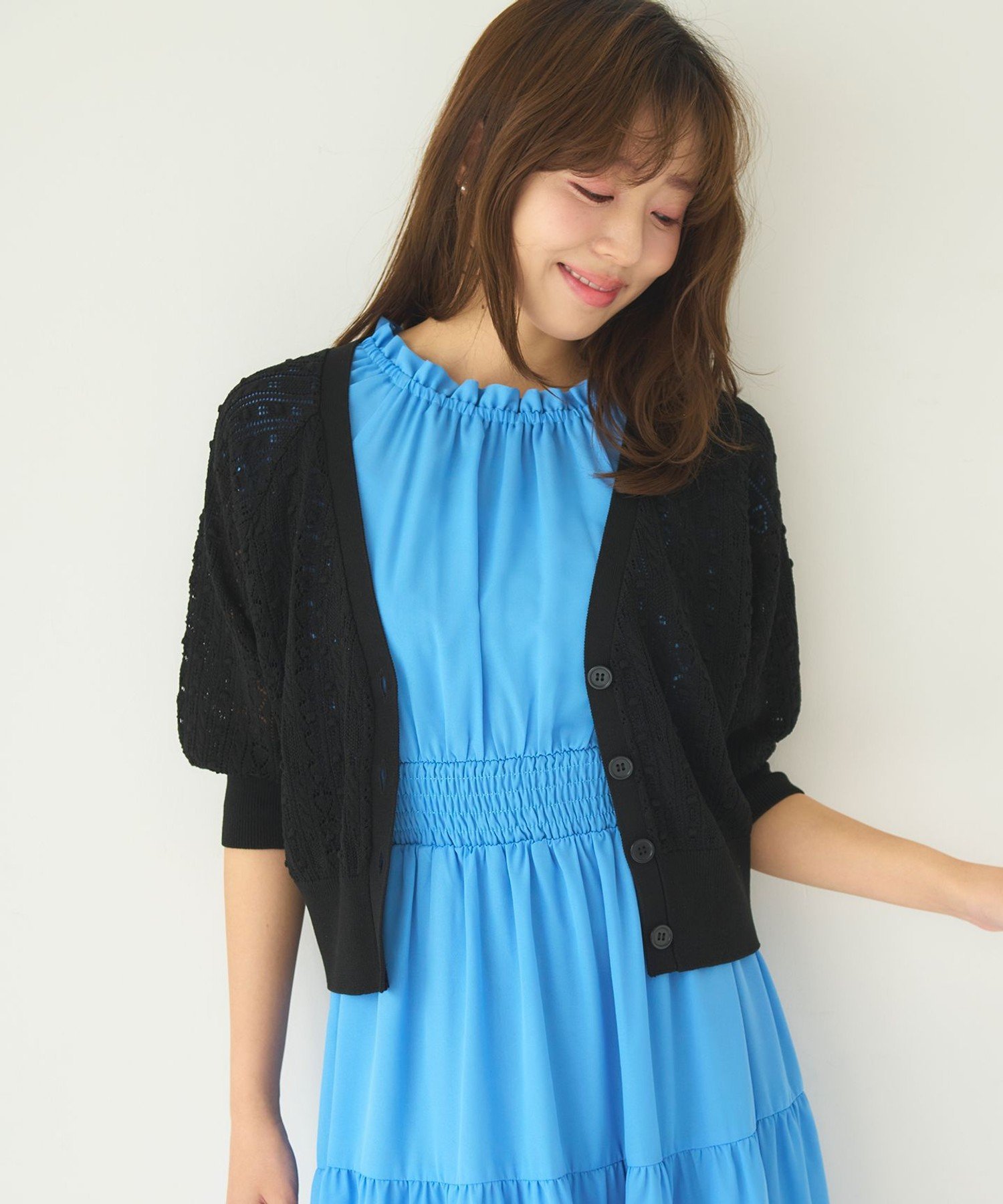 【SALE／40%OFF】Feroux 【ご好評につき今季も登場!】透かし編み カーディガン フェルゥ トップス カーディガン グリーン ホワイト ブラック【送料無料】