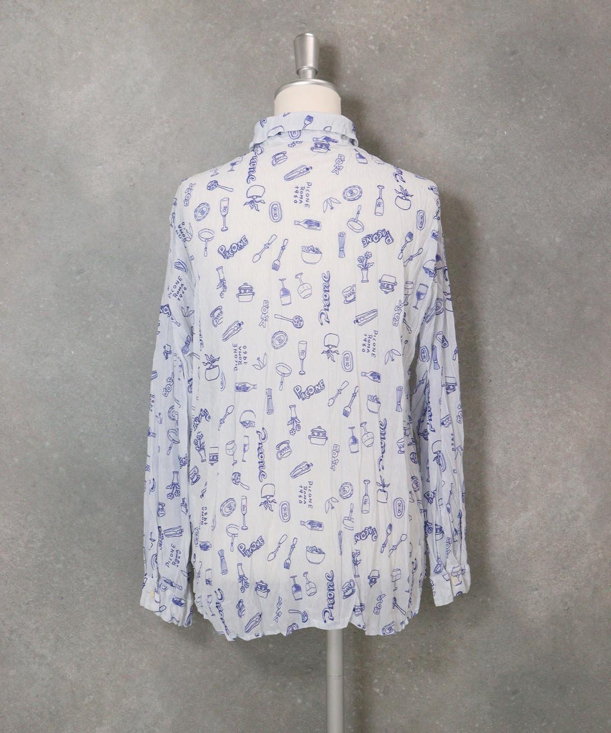 【SALE／40%OFF】STUDIO PICONE 総柄ワッシャーブラウス スタジオピッコーネ トップス シャツ・ブラウス ブルー【送料無料】