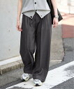 SLOBE IENA 《予約》PEツイルワイド2タックスラックス スローブ イエナ パンツ スラックス・ドレスパンツ イエロー グレー ブラウン【送料無料】