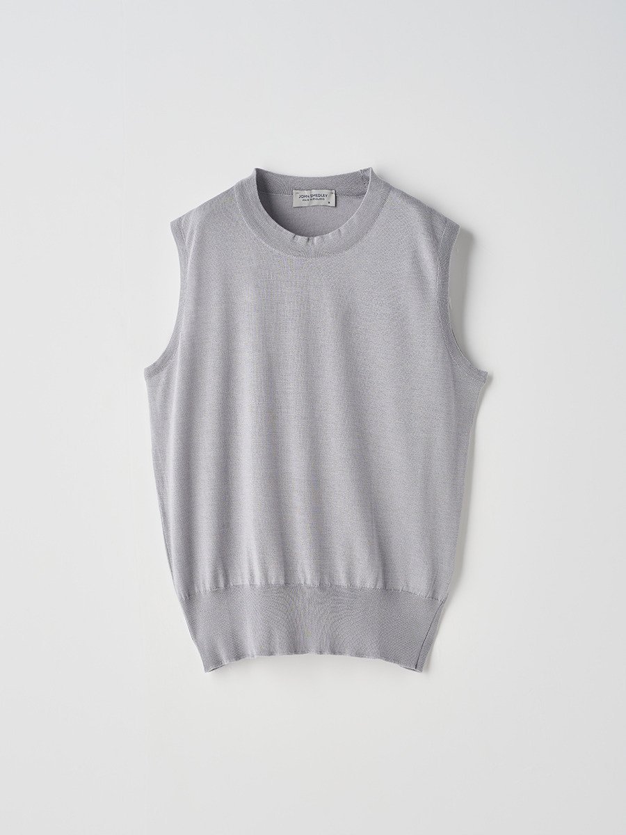 JOHN SMEDLEY [Anglo Indian Gauze]ノースリーブニットプルオーバー ｜ RYLIE ｜ 30G ジョンスメドレー トップス ニット シルバー【送料無料】