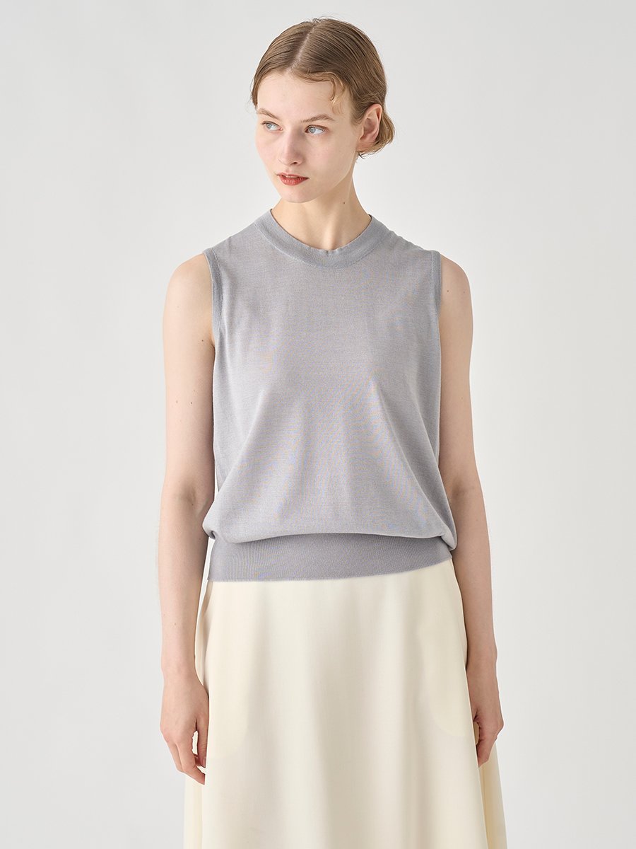 JOHN SMEDLEY [Anglo Indian Gauze]ノースリーブニットプルオーバー ｜ RYLIE ｜ 30G ジョンスメドレー トップス ニット シルバー【送料無料】