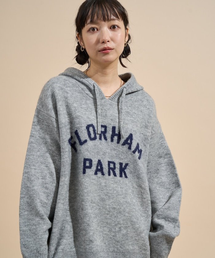 【SALE/10%OFF】FREAK'S STORE ジャガード ビッグロゴ ニットパーカー 25AW フリークスストア トップス パーカー・フーディー ネイビー ベージュ【送料無料】