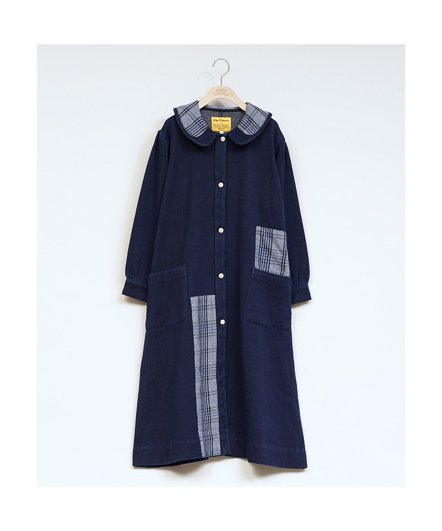 【SALE／40%OFF】Nigel Cabourn WOMAN / ナイジェル・ケーボン × オリジナルマドラス・トレーディングカン ナイジェル・ケーボン ワンピース・ドレス シャツワンピース ブルー【送料無料】