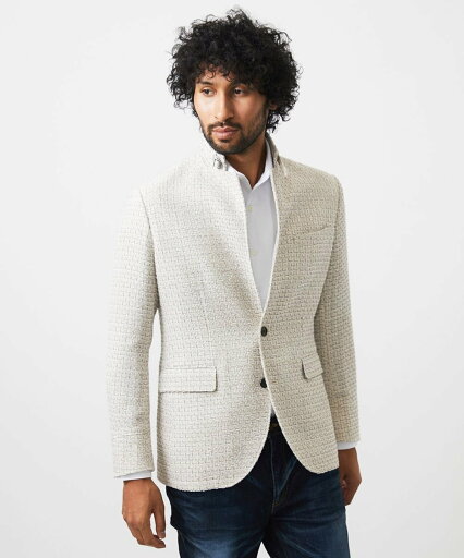 【SALE/30%OFF】MICHEL KLEIN HOMME 編みチェック柄コンバーチブルジャケット ミッシェルクランオム ジャケット・アウター テーラードジャケット・ブレザー ベージュ ネイビー【送料無料】