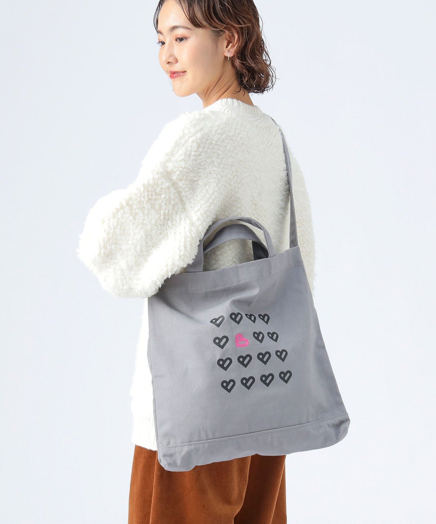 BEAMS HEART WOMEN B-HEART ロゴ キャンバス バッグ ビームス ハート バッグ その他のバッグ ホワイト