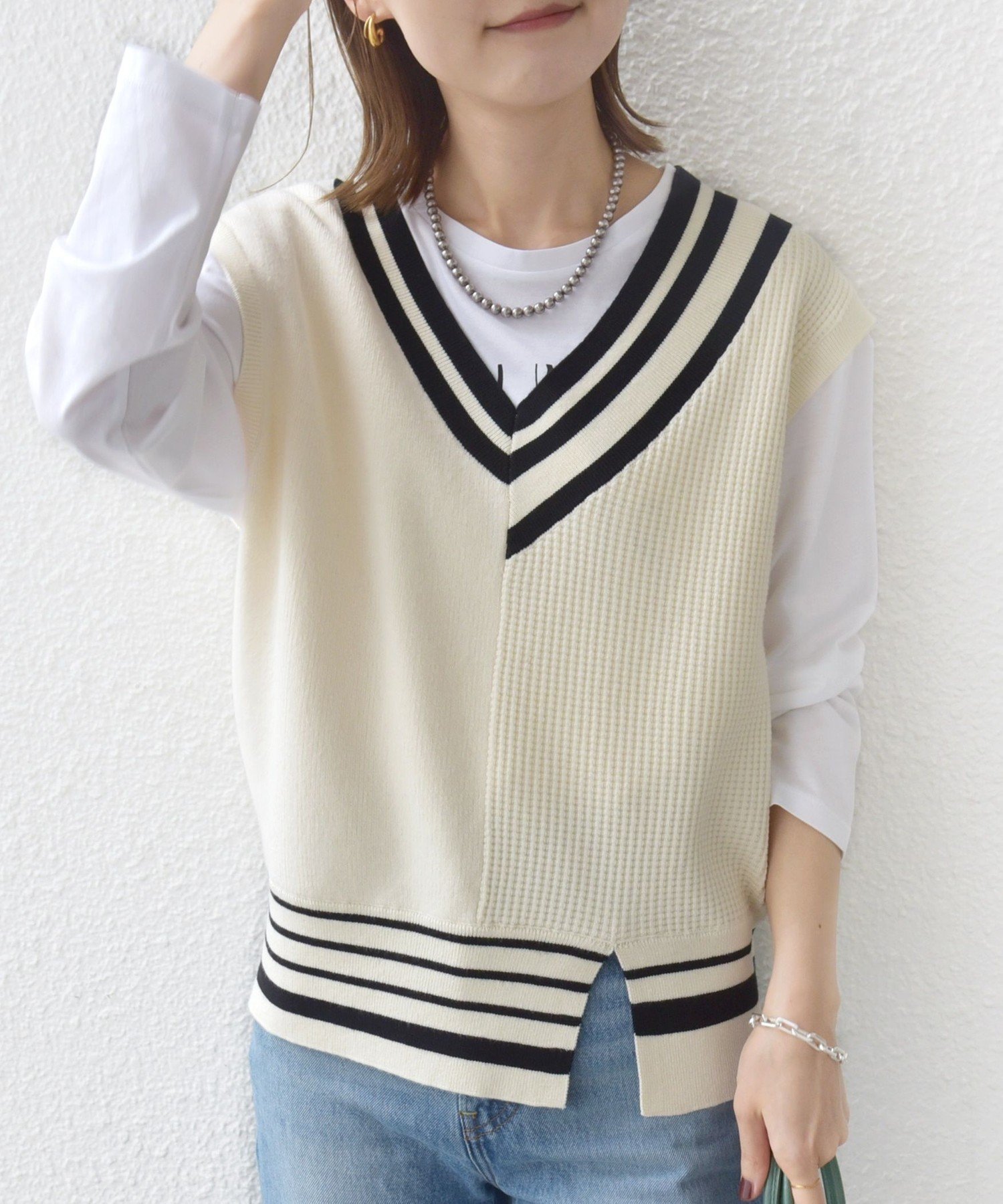 SHIPS WOMEN 【WEB限定】＜手洗い可能＞チルデン ニット ベスト シップス トップス ベスト・ジレ グレ..