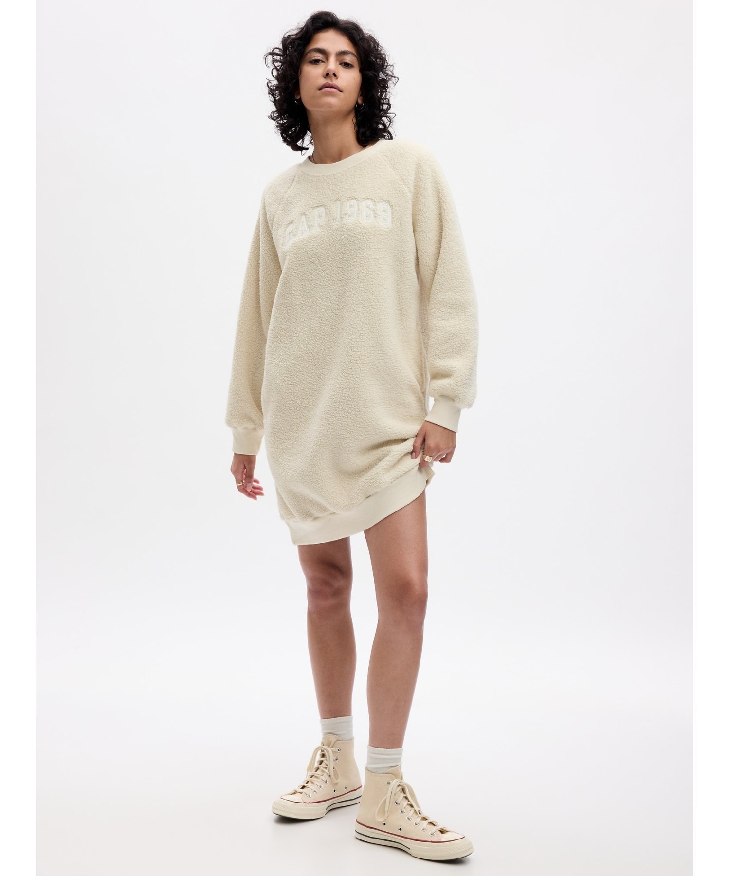 【SALE／69%OFF】GAP (W)GAP1969アーチロゴ ボア スウェットミニワンピース ギャップ ワンピース・ドレス ワンピース ホワイト ピンク ブラックのサムネイル